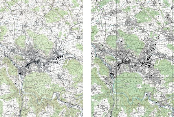 Vergleich: Winterthur 1950 und 2010